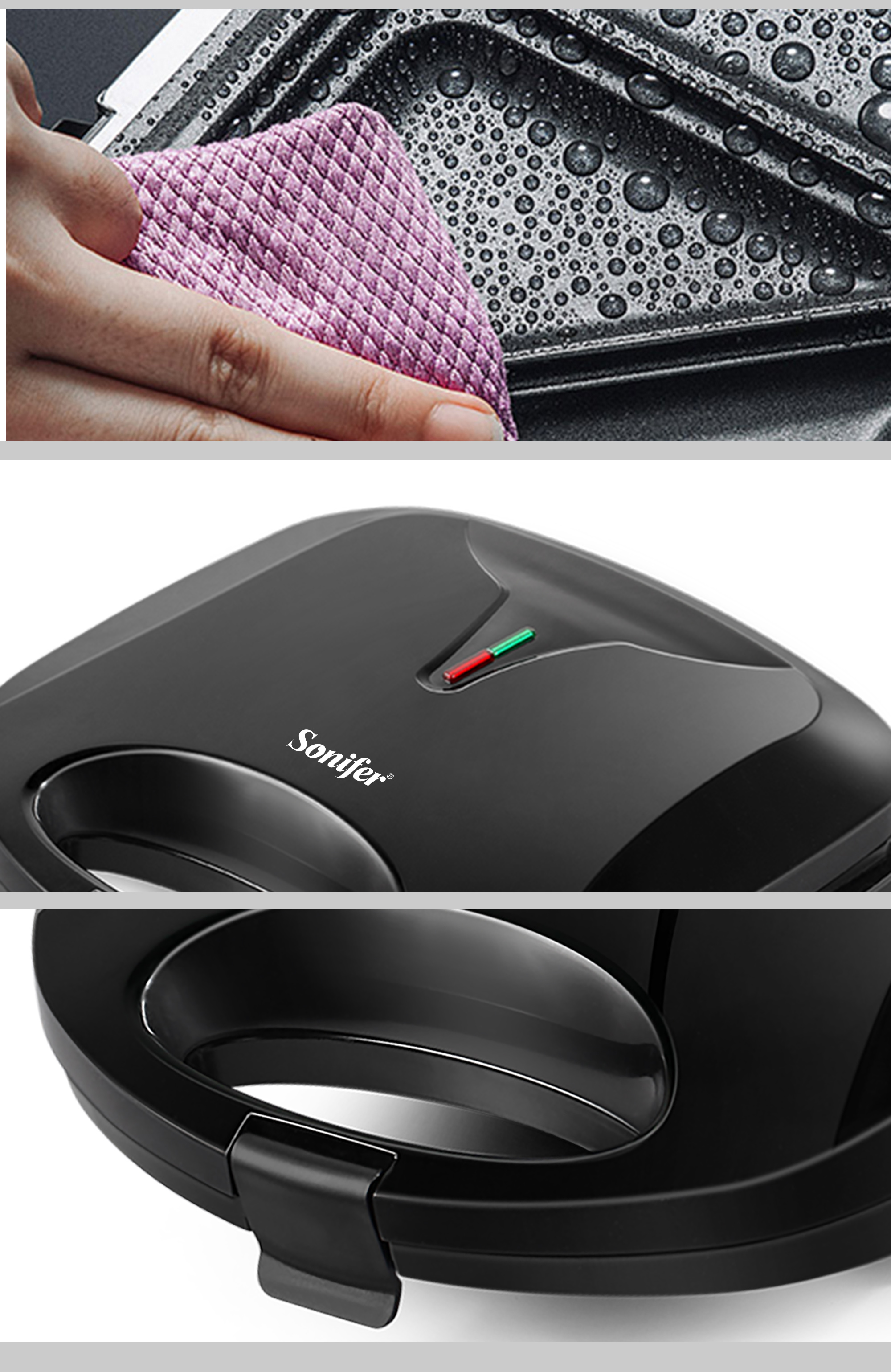 Elektrisk trekantsandmaskine Panini 750W Madlavning Køkkenudstyr Morgenmad Vafler hine Non-stick Iron Pan Sonifer_voghion.com