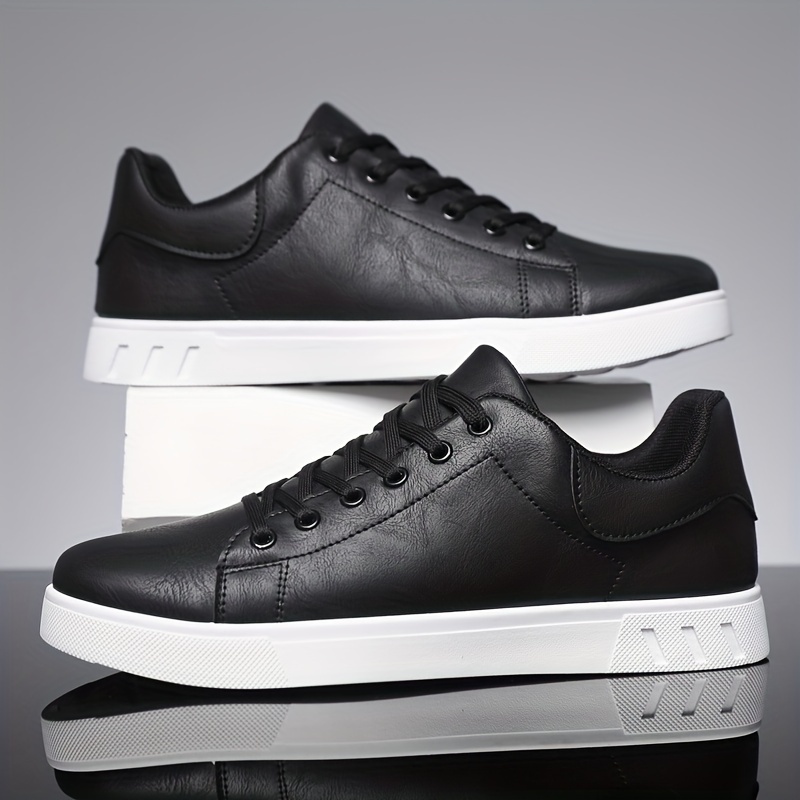 Herren-Skateboardschuh aus PU-Leder mit Schnürung, trendiger, bequemer, leichter Outdoor-Schuh mit rutschfester Sohle zum Gehen und Joggen_voghion.com
