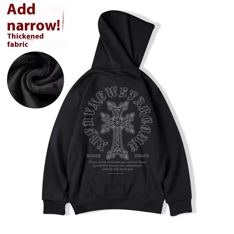 Felpa oversize uomo hip-hop streetwear nero pullover di tendenza_voghion.com
