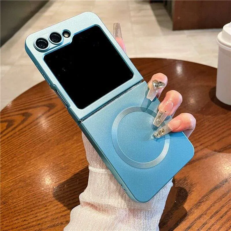 Suitable For ZFlip6 Liquid Silicone Folding Phone ZFlip5 Metallic Paint Magnetic Protective Case, And ZFlip4_voghion.com