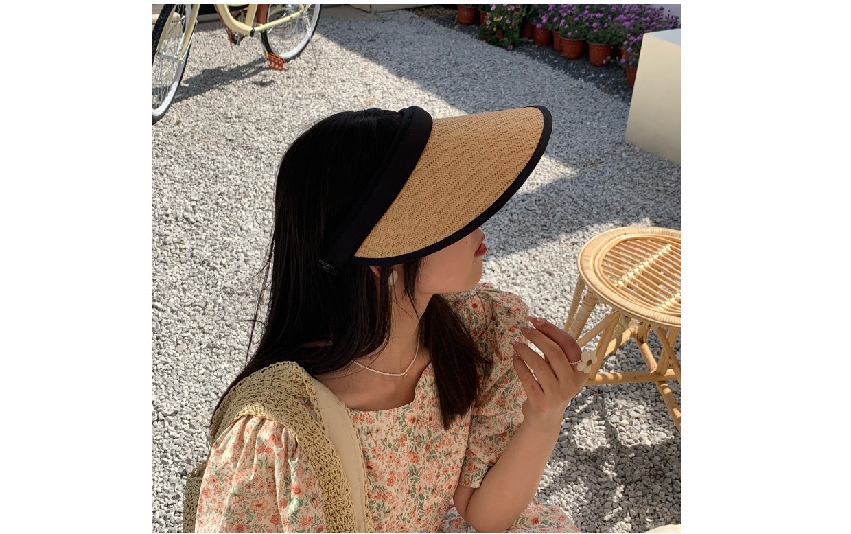 Spring New Hardtop Straw Weaving Empty Top Women's Big Eaves and UV Summer Cycling Sun Protection Hat_voghion.com