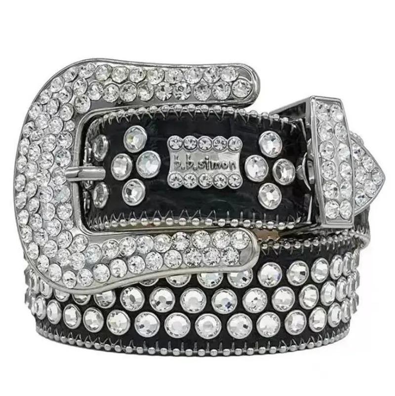 Designer Bb Belt Simon Belts for Men Women Shiny diamond belt on Black Blue white multicolour with bling rhinestones as_voghion.com