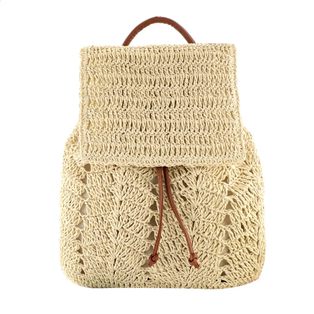 Damen Stroh Sommer Boho Bohemian Hohl Schultertasche Hobo Häkeln Reisetaschen für Frauen Gestrickter Strandrucksack 240907_voghion.com
