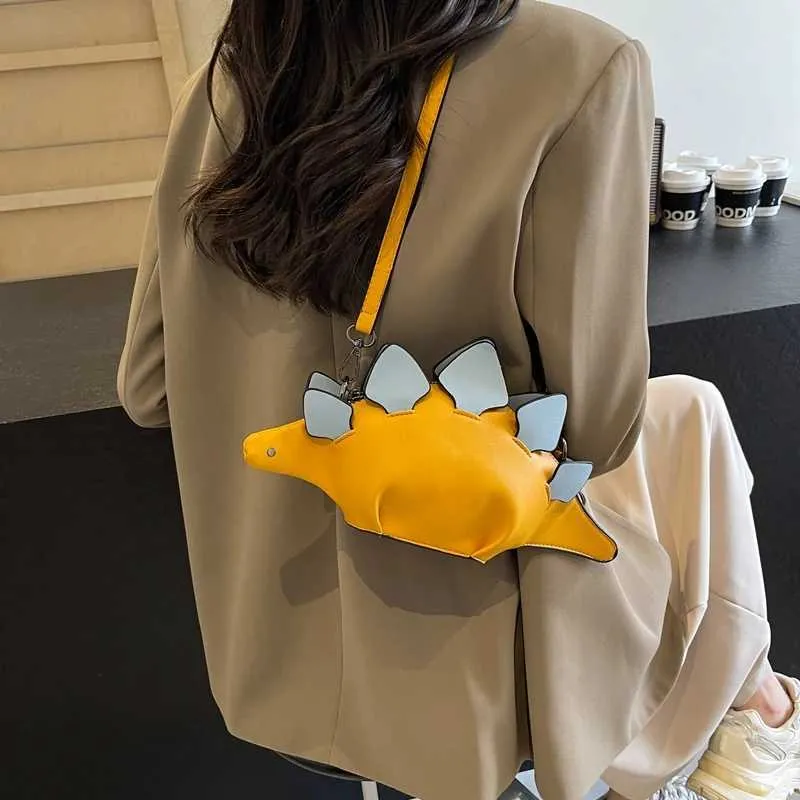 Borsa a tracolla a forma di dinosauro donna moda a contrasto_voghion.com