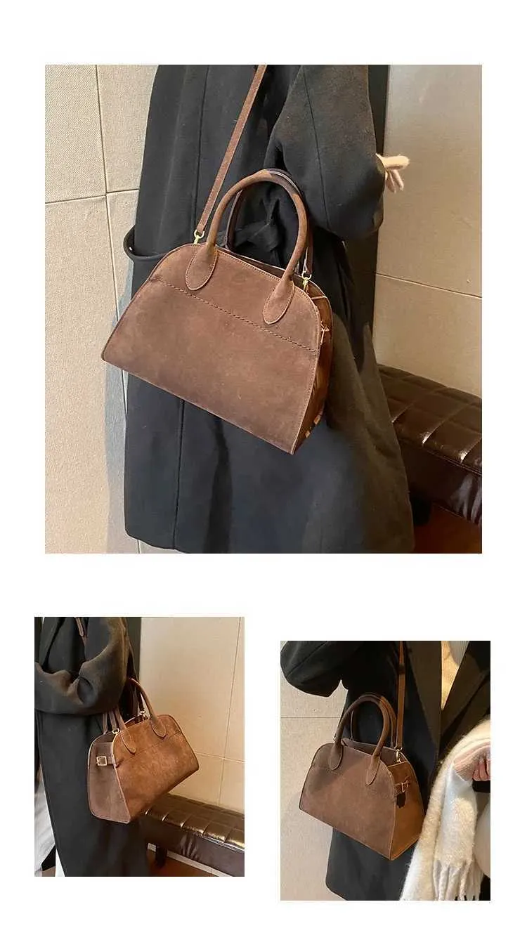 Designer Retro Suede Shoulder Bag Large Capacity Handbag Fashion_voghion.com