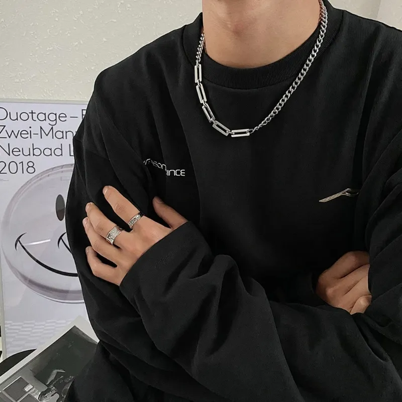 Halskette mat Anhänger Einfach Kette Halskette Punk Choker Gotesch Quadrat Ouerréng Kaddoen_voghion.com