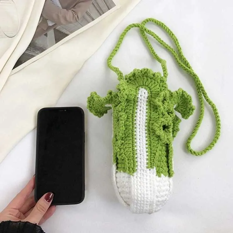 Gestrickte Kohl Eimer Tasche Für Damen Sommer Umhängetasche_voghion.com