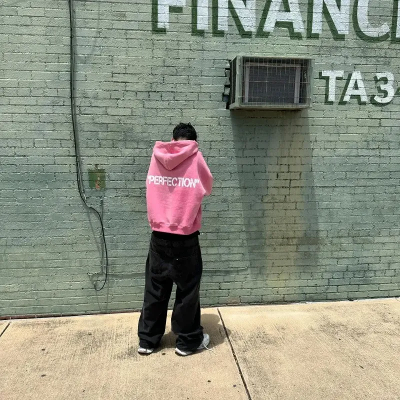 Sweatshirt com capuz oversize grunge rosa com fecho mulher y2k goth_voghion.com