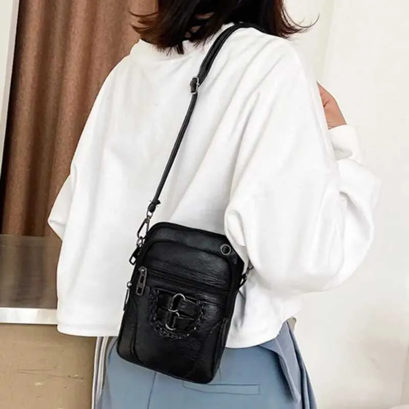 PU Leder Kleine Frauen Schulter Vintage Crossbody Geldbörse Handy Tasche Mode Weiche Handtasche PurseC241021_voghion.com