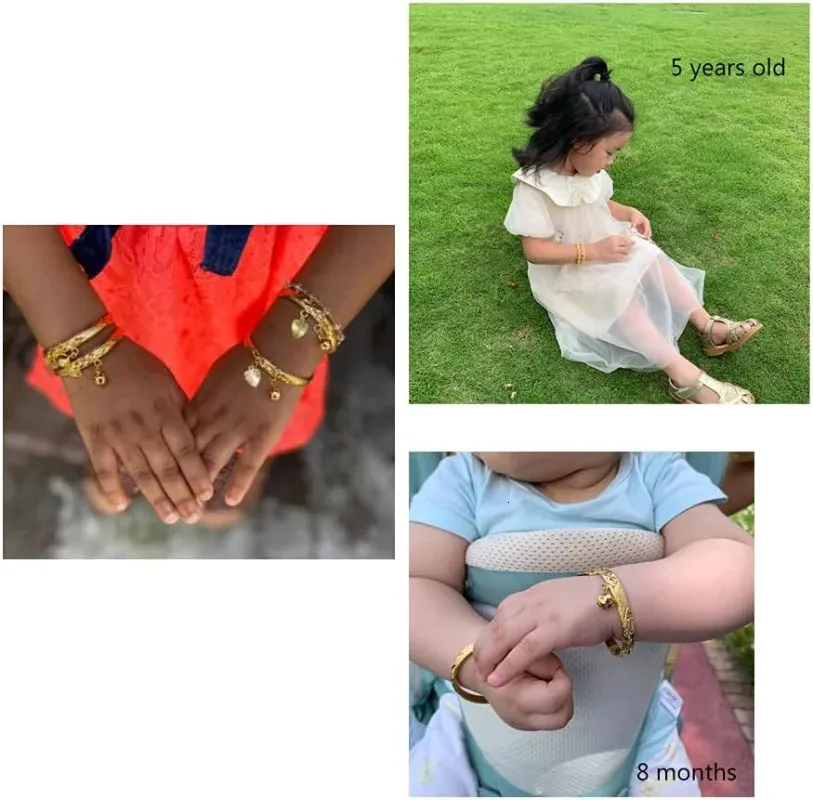 Cadeaux d'anniversaire pour bébés garçons filles Plaqué or Bébés aux tout-petits Petits bracelets Bracelet Étoiles Cloches Coeur Bijoux 240507_voghion.com