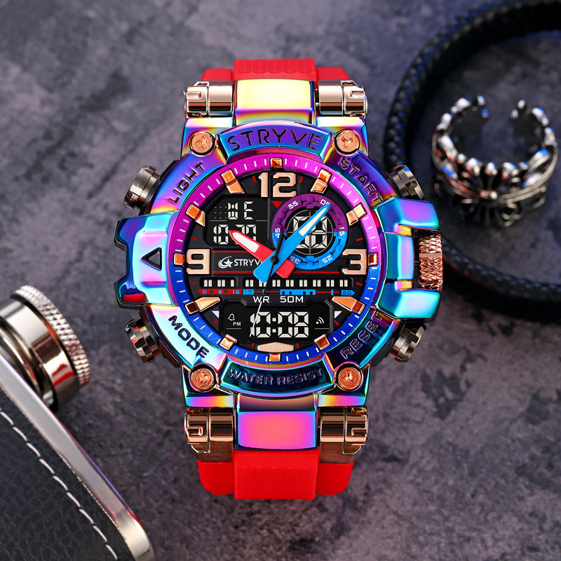 STRYVE Hot Selling Sports Colorful Luminous Electronic Waterproof Wristwatch Multi-Function Student Watch 8025_voghion.com