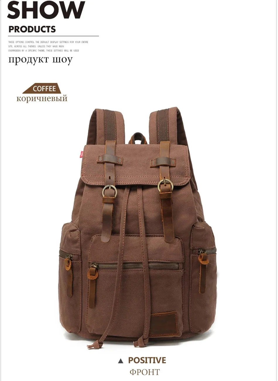 Fashion Vintage Canvas Backpack School Mens Bags Large Capacity Travel Laptop Retro Bag Drop 240730_voghion.com