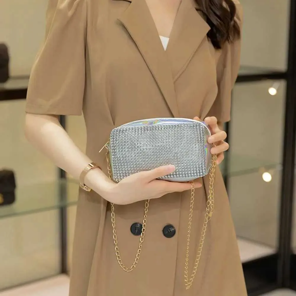 Sparkly Rhinestone Evening Clutch Bag With Chain Shoulder Strap_voghion.com
