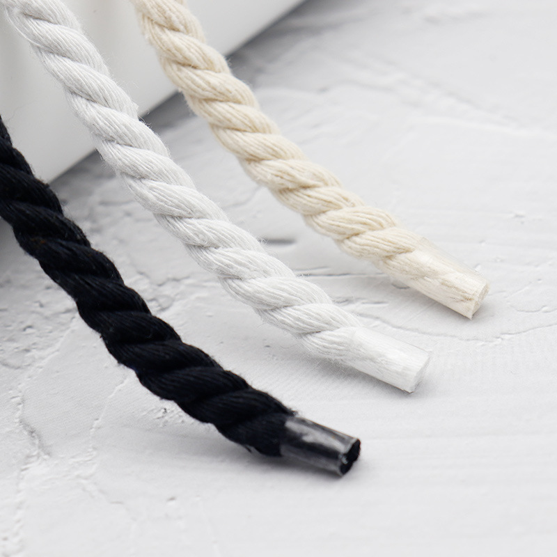Shoe Accessories shoelaces round 7mm solid color hand woven polyester cotton rope thick sneakers dad shoes