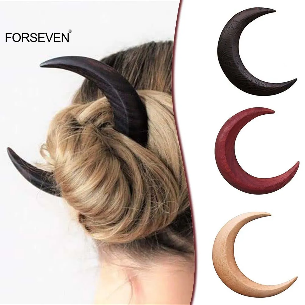 Gioielli da sposa Forchetta lunare Ramadan Bastoncini di legno tinta unita Eleganti accessori moda Mubarak Fermagli per capelli da donna e ragazza_voghion.com