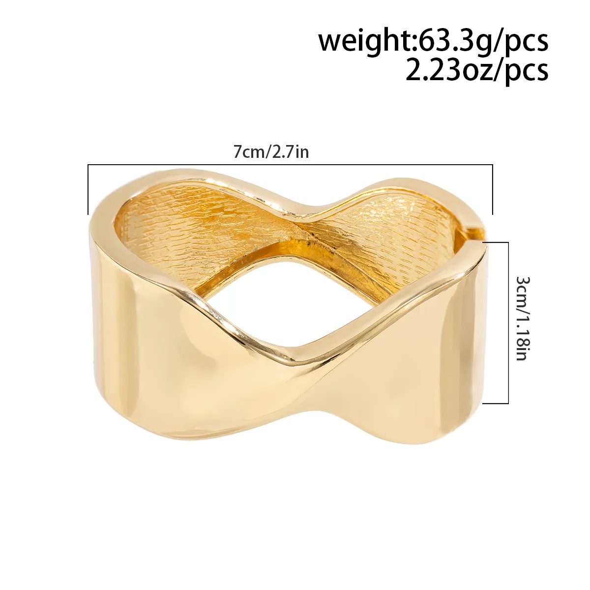 Brazalete grande de metal brillante Lacteo para mujer, con personalidad de moda, estilo viento exagerado, para fiestas de verano, banquetes, joyería_voghion.com