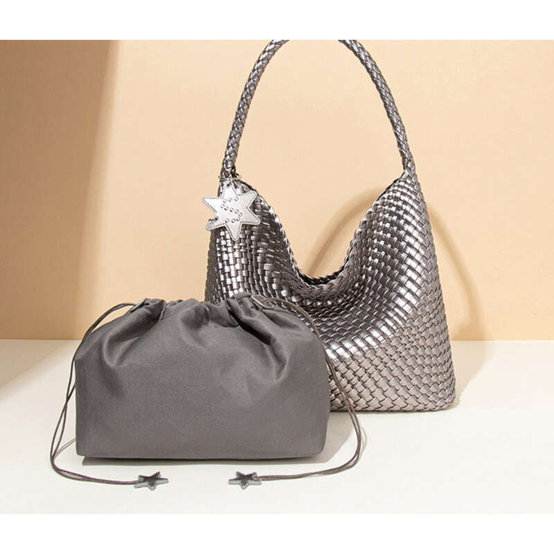 Design di nicchia di alta qualità, borsa a mano di grande capacità intrecciata a mano, tracolla_voghion.com