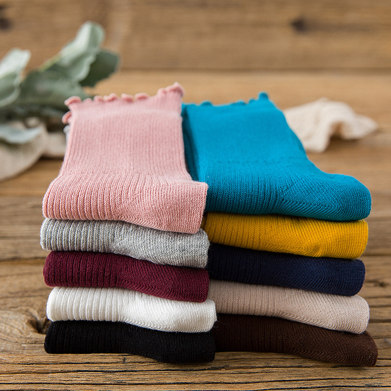 Ankle Socks Japanese Style Tea-coloured With Ruffled Edges_voghion.com
