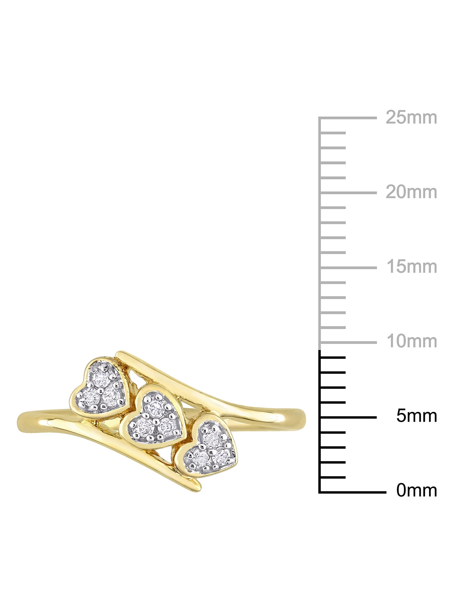Miabella Donna 1/10 Carati T.W. Anello di promessa con cuore triplo in argento sterling placcato rodio giallo con diamante_voghion.com