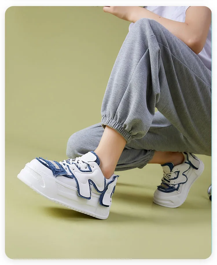 Genuine Leather Women's Skateboarding Shoes With Thick Sole_voghion.com