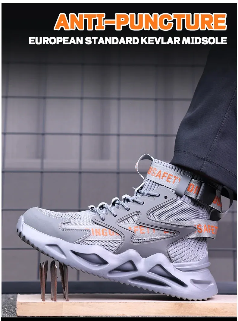Men's Safety Boots Breathable Protective Work Footwear Steel Cap_voghion.com