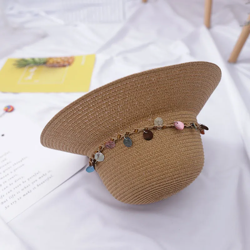 Straw Hat For Women And Kids Bowknot Straw Visor Summer Hat_voghion.com