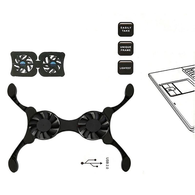 Xinweiqing Octopus Vorm Draagbare Opvouwbare Notebook Laptop Twin USB Ventilator Koeler Koelbasis_voghion.com