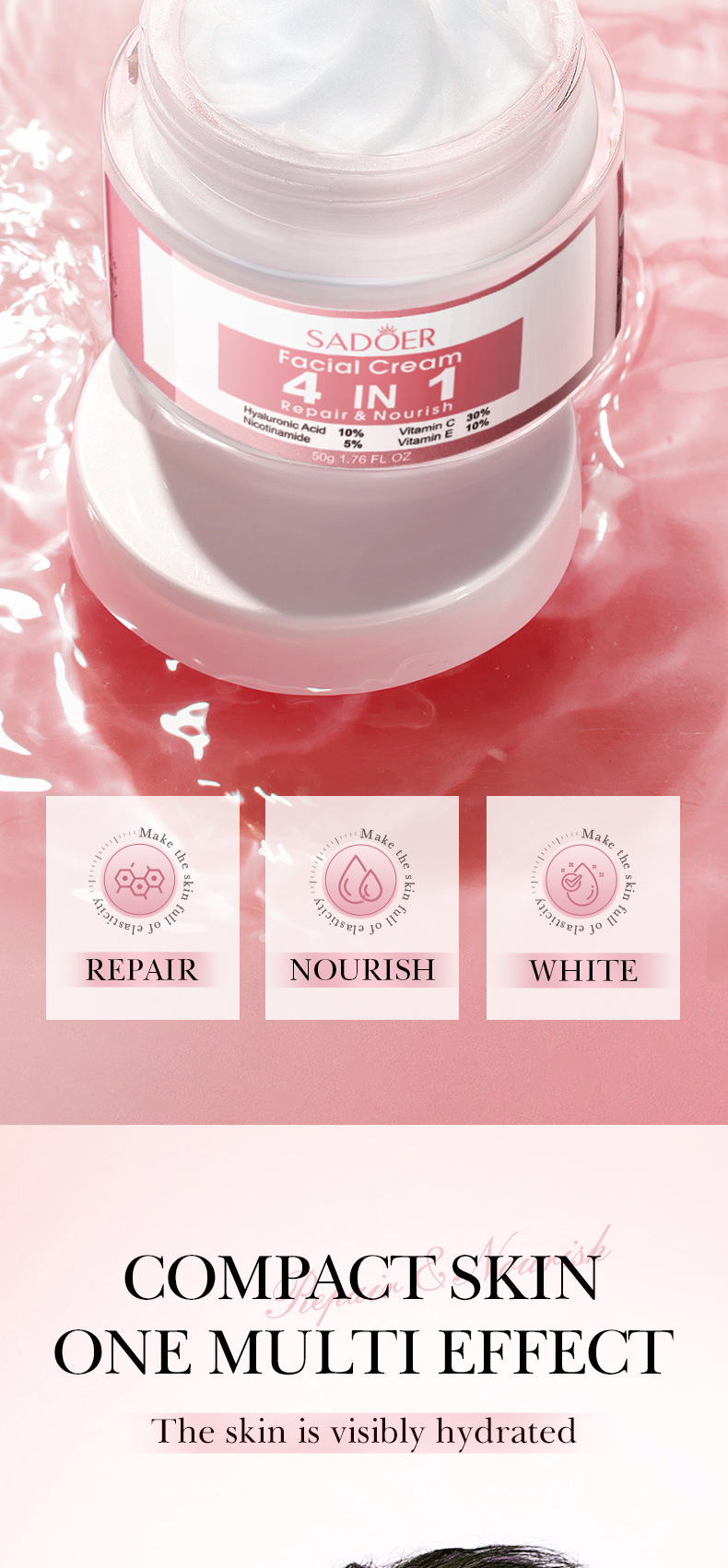 4-in-1 Moisturizing Skin Cream,Face cream 50g,anti wrinkle moist,nourish the skin,firming filling high_voghion.com