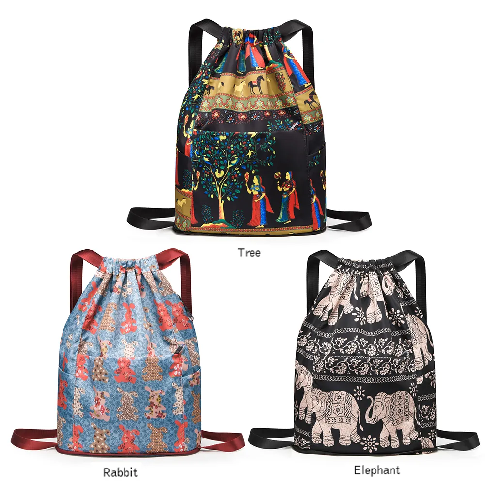 Drawstring Casual Waterproof Unisex Sports Double Shoulder Backpack Gym Dry-wet Separation Schoolbag Laptop Bookbag_voghion.com