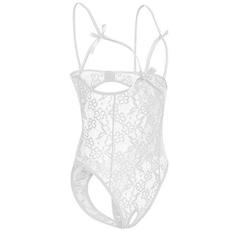 Lace Dark Patterned Open Cut One-piece Fun Lingerie Set_voghion.com