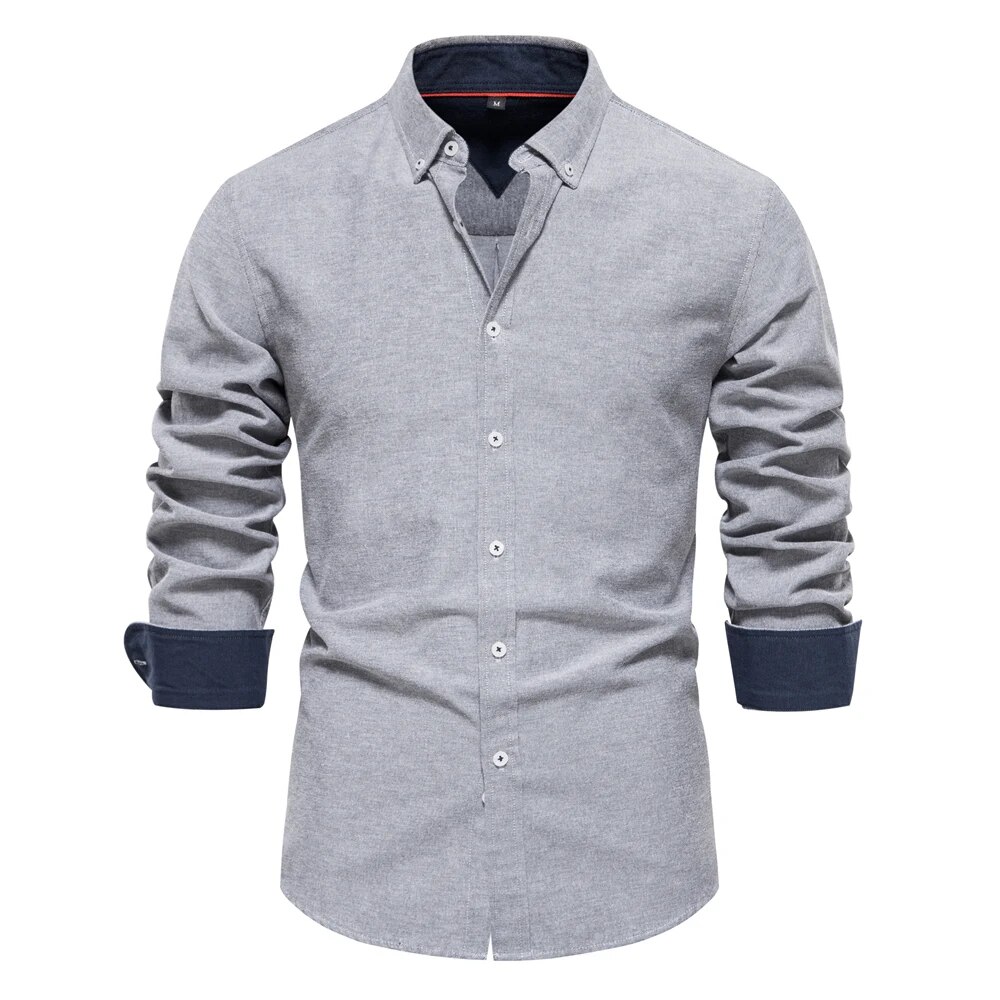 Camicia casual uomo in cotone oxford maniche lunghe business_voghion.com