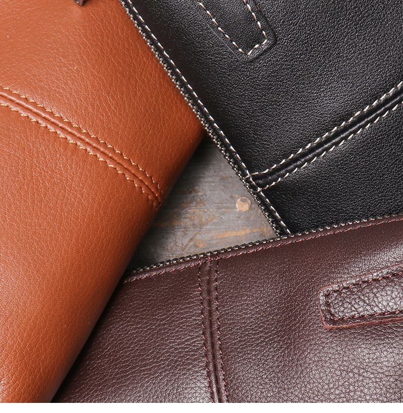 Herrenhandtasche echtem Leder, weicher Lederreißverschluss, lange Brieftasche, lässige Telefontasche aus Rindsleder der_voghion.com