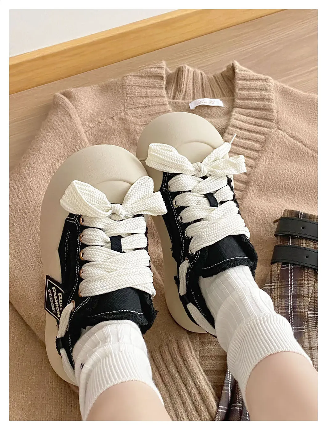 Damen Freizeitsneaker Mit Dicker Schleife Und Weicher Sohle_voghion.com