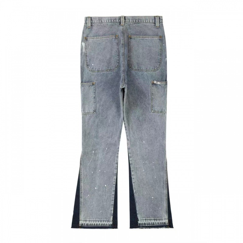 Herreklær High Street Vasket Distressed Stitching Logging Jeans Herre Retro Motetrend Blekksprut bukser med brede ben_voghion.com