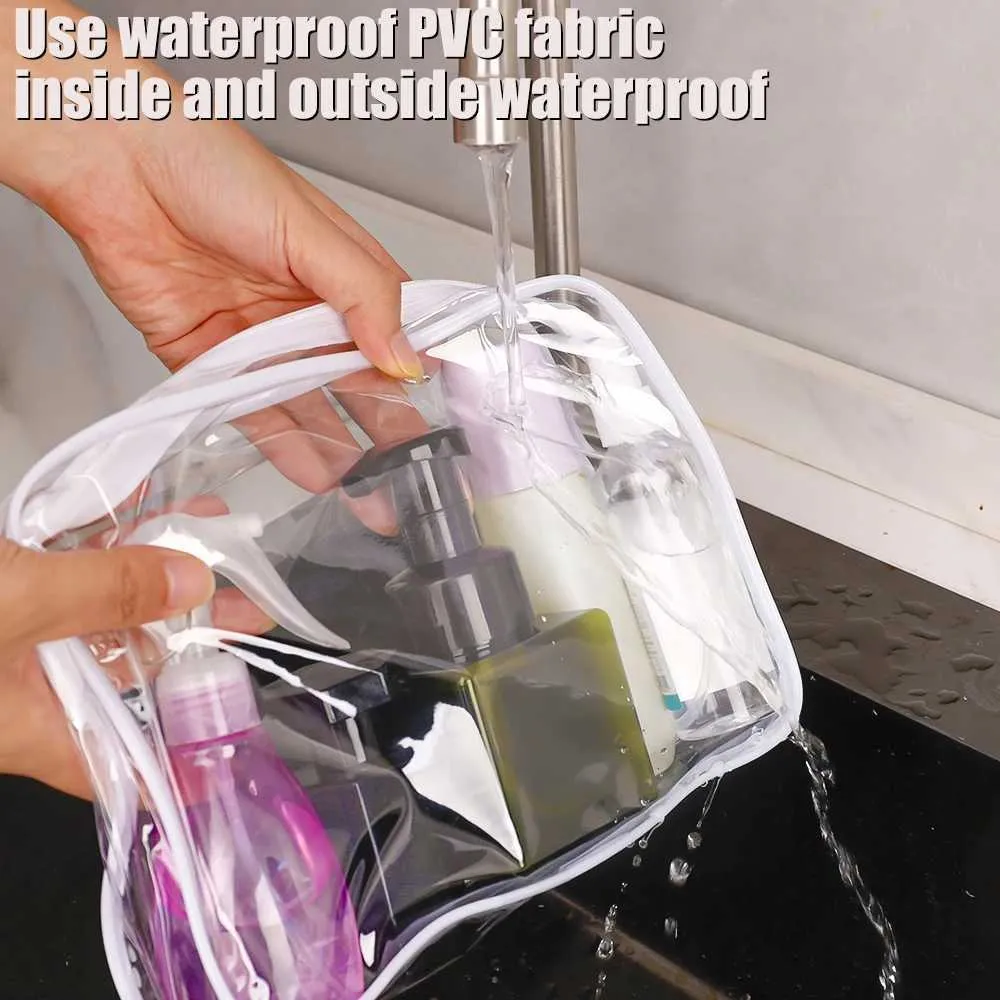Simple PVC transparent waterproof storage box travel makeup organizer bathroom wash bag Y241023_voghion.com