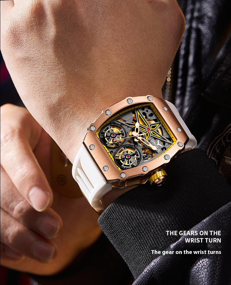 Automatic Mechanical Watch For Men With Skeleton Flywheel Design_voghion.com