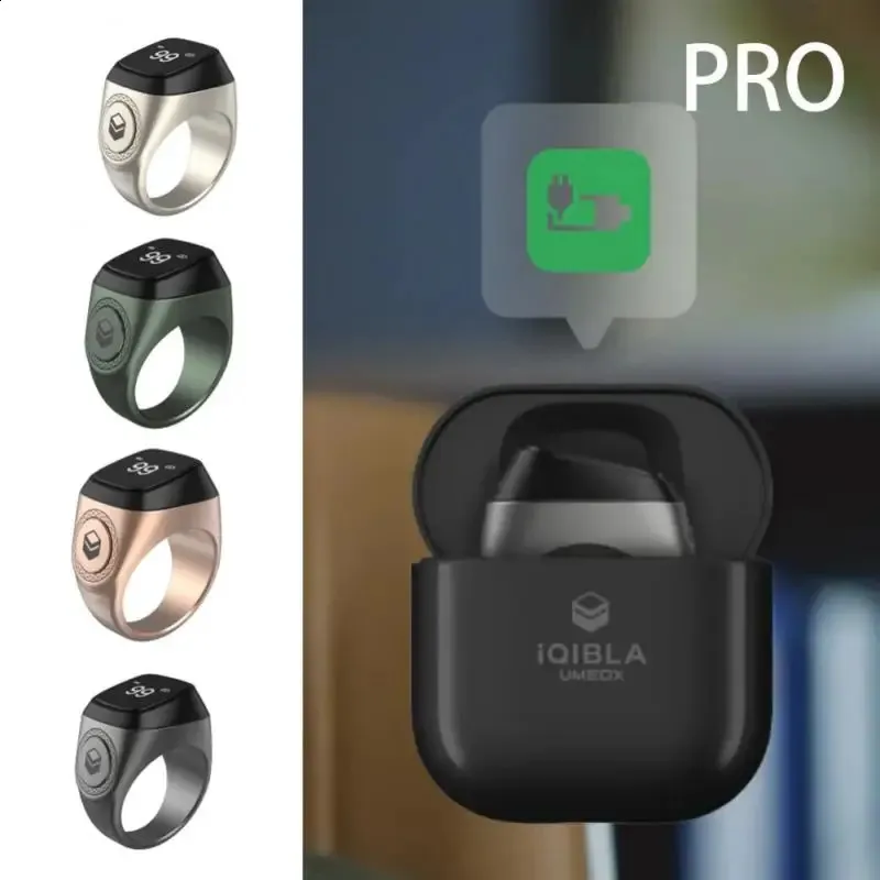 RYRA Muslims Aluminiumlegering Digital Tasbih Smart Tæller Zikr Ring Med Opladningsetui Vibrationspåmindelse Bluetooth APP_voghion.com