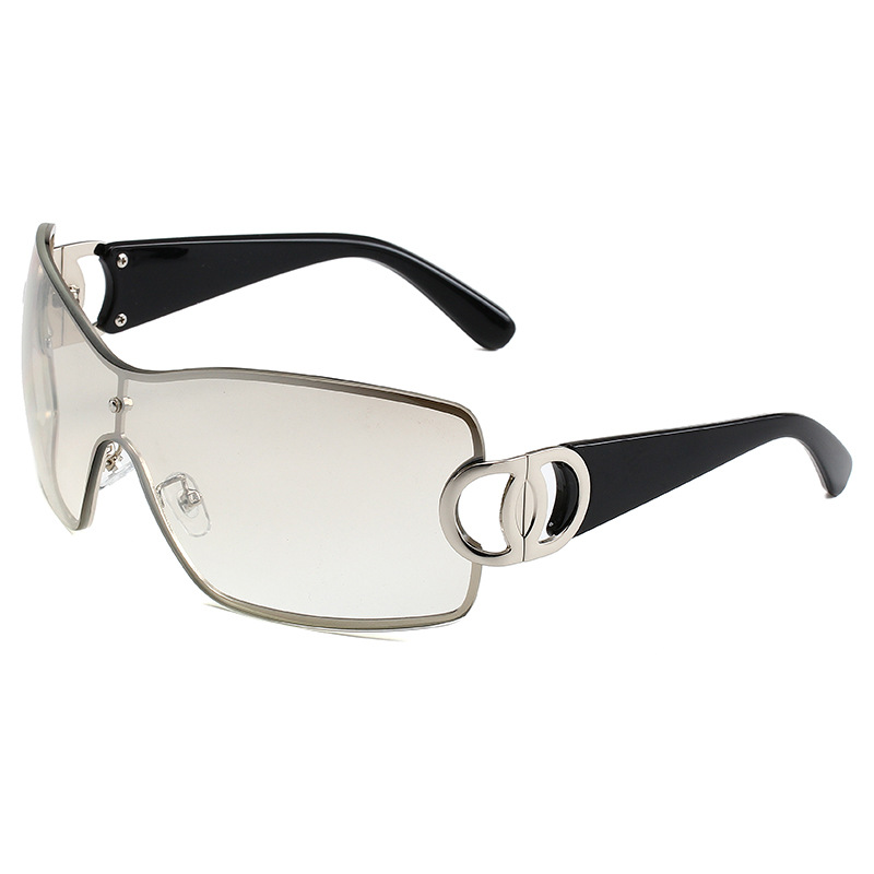 Nouvelles lunettes de soleil à grande monture tendance Y2K style fille épicée lunettes de soleil une pièce personnalisées sans cadre, lunettes modernes_voghion.com