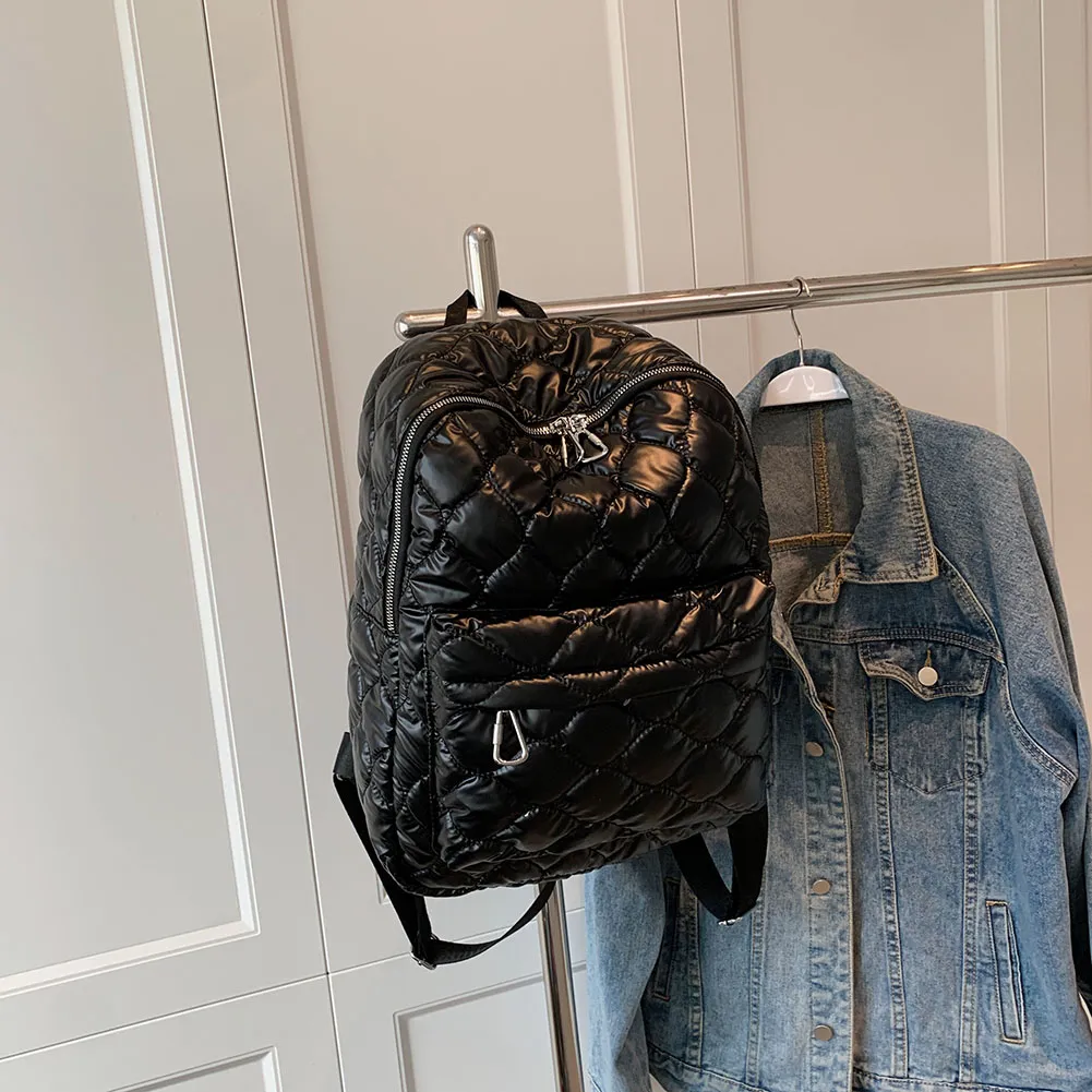 Women Shoulder Backpack Quilted Fashion School Back Pack Rhombus Pattern Large Solid Casual For Travel Lady Girl Bagpack_voghion.com