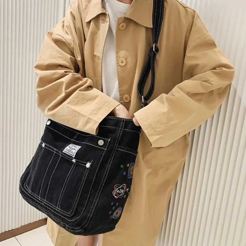 Stilvolle Canvas-Schultertasche, modische, robuste Umhängetasche mit verstellbarem Riemen, Pendlertasche für Mädchen und Frauen_voghion.com