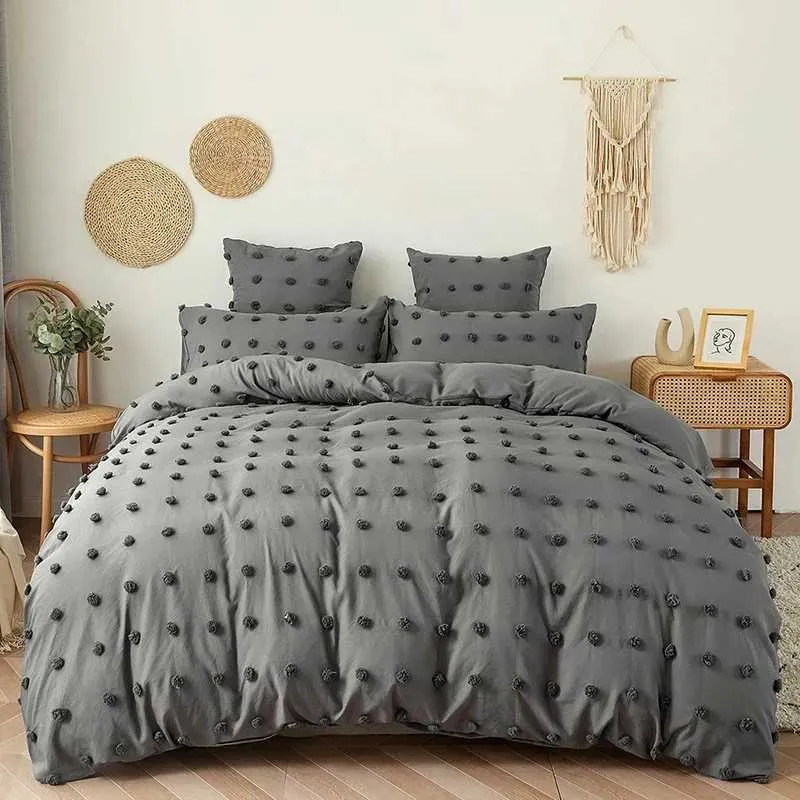 Tufted Duvet Cover Set - King Size 220x240cm | With Pillowcases | Luxury Bedding | Washable_voghion.com