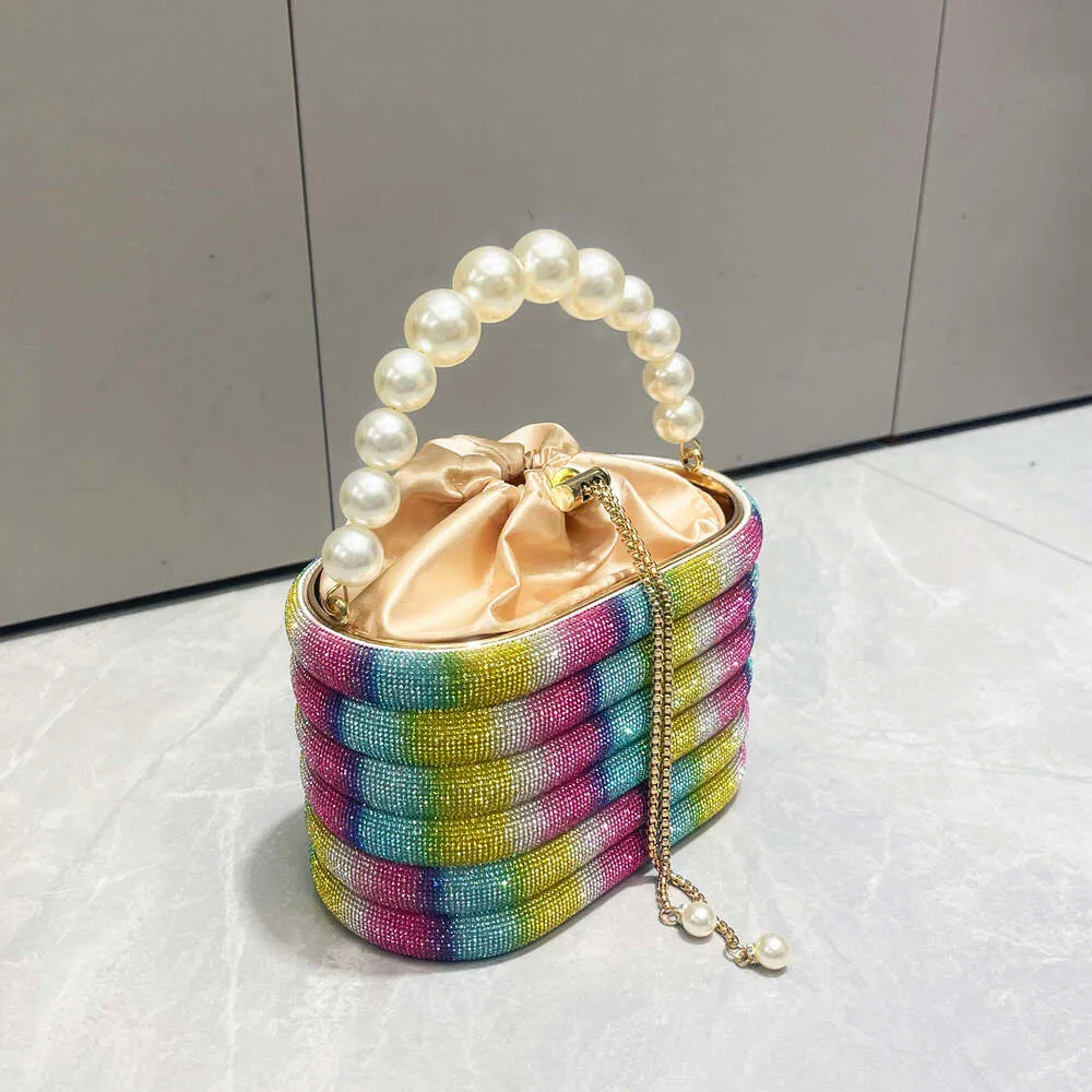 Borse da sera e borsetta da donna, borsa a tracolla con cristalli lucidi, borsa a secchiello_voghion.com