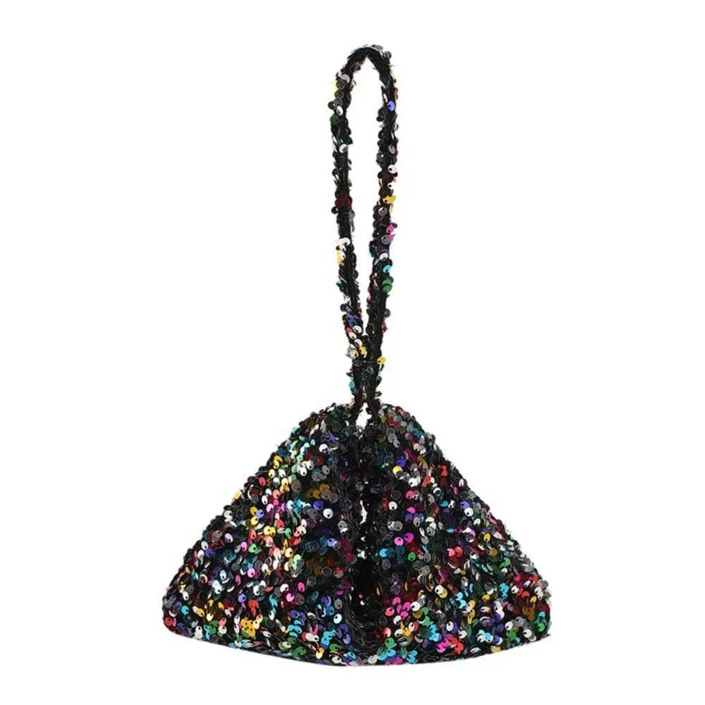 Borsa a tracolla tinta unita alla moda in stile coreano INS da sera, pochette sottobraccio, paillettes, borsa a tracolla da donna C241218_voghion.com