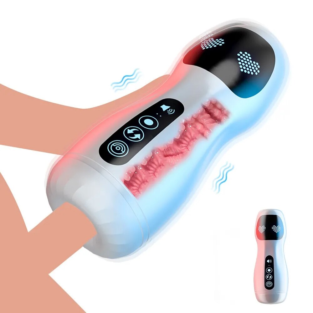 Real Automatic Male Masturbation Cup Sucking Pocket Pussy Silicone  Sex Toys For Men Adult Blowjob Vibrator