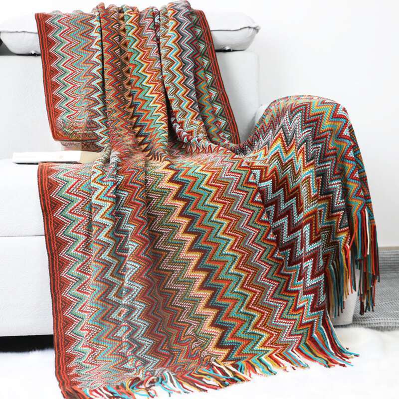 Light Luxury Knitted Shaggy Thread Sofa Office Air Conditioner Cover Blanket_voghion.com