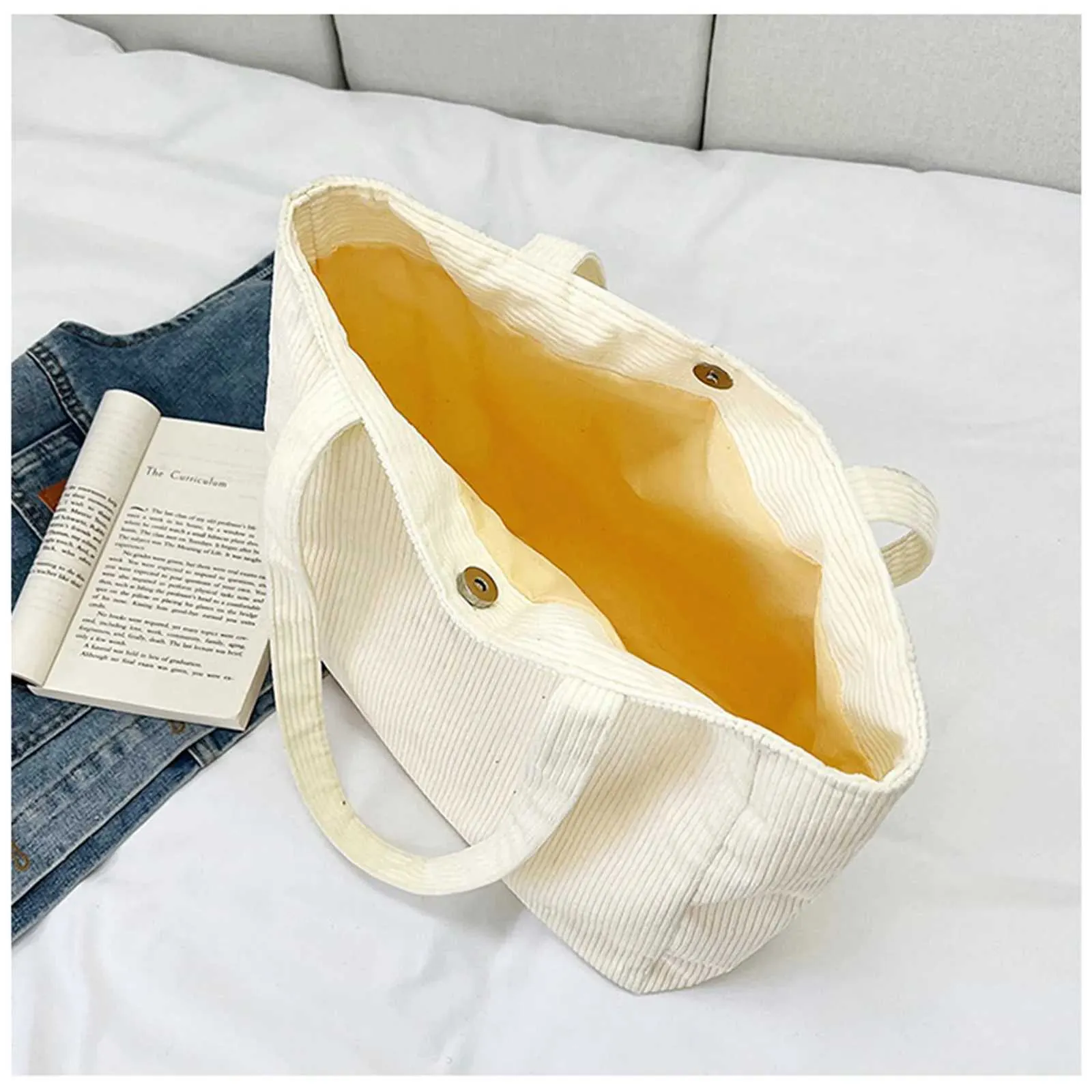 Borsa a tracolla grande, borsa da donna alla moda in velluto a coste tinta unita con tasca frontale, borse firmate, borse da donna, sacC241108_voghion.com