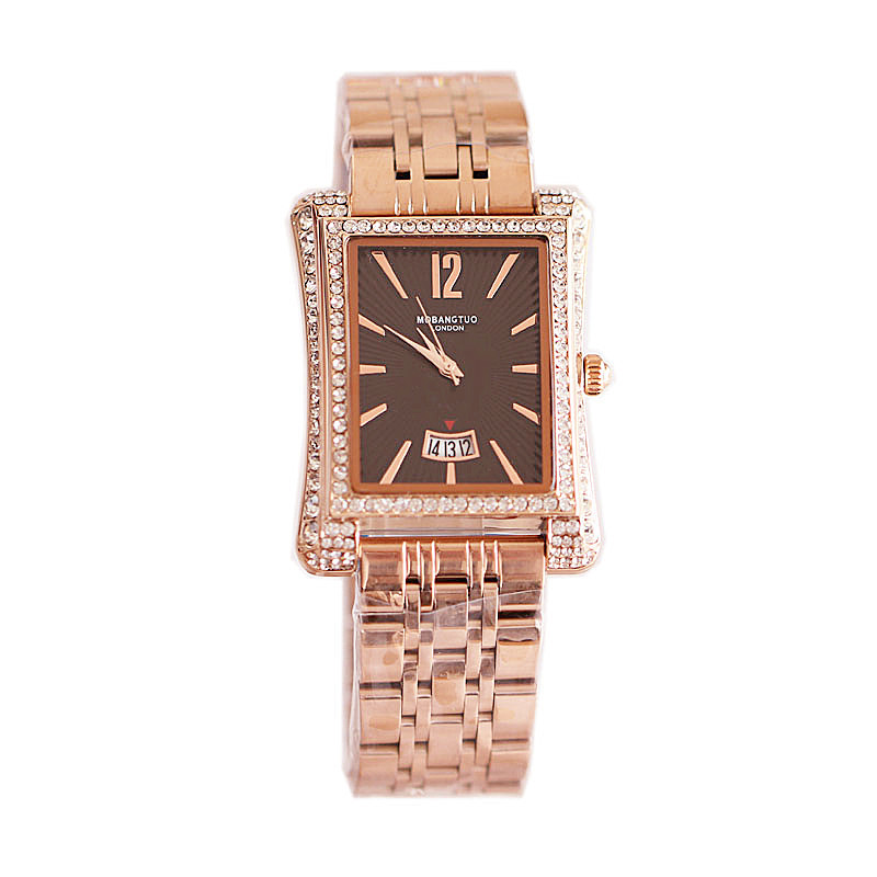 Orologio da donna per coppia, nuovo, alla moda, quadrante quadrato, calendario, cinturino in acciaio di precisione con inserto in diamanti, impermeabile e_voghion.com