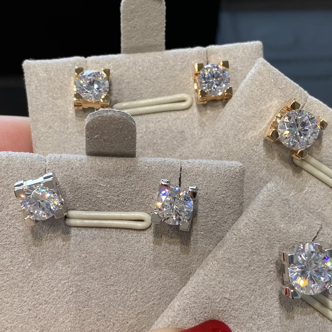Collane con ciondolo in cristallo di zircone CZ quadrato 3D con diamanti per donne, orecchini in oro rosa con marchio automobilistico_voghion.com