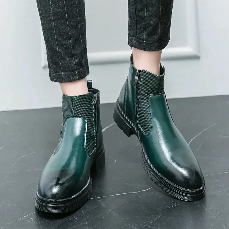 Classic Leather Business Ankle Boots For Men With Double Buckle_voghion.com