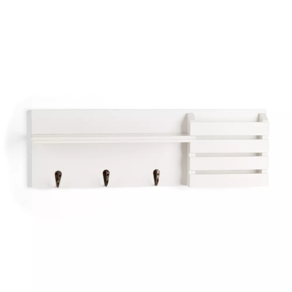 Utility Shelf With Pocket And Hanging Hooks Black/White Danya B 18"_voghion.com